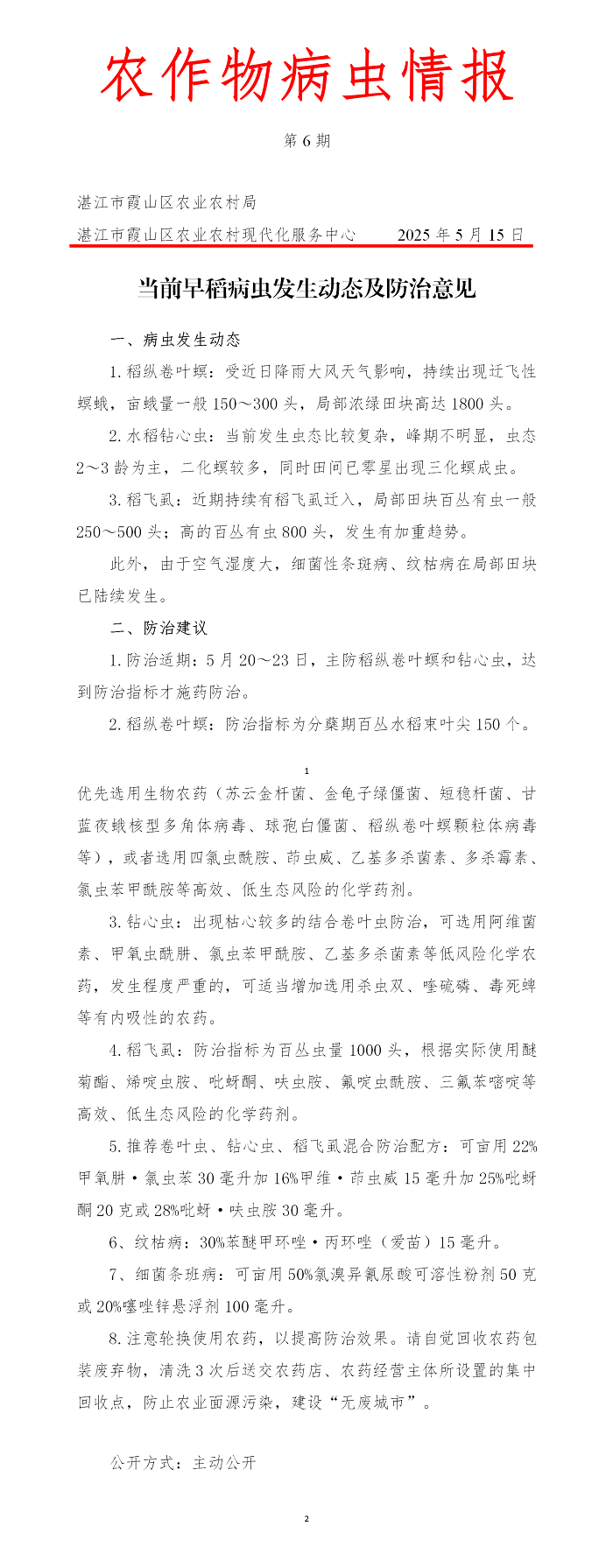 霞山区2025年第6期农作物病虫情报（当前早稻病虫发生动态及防治意见）_01.png