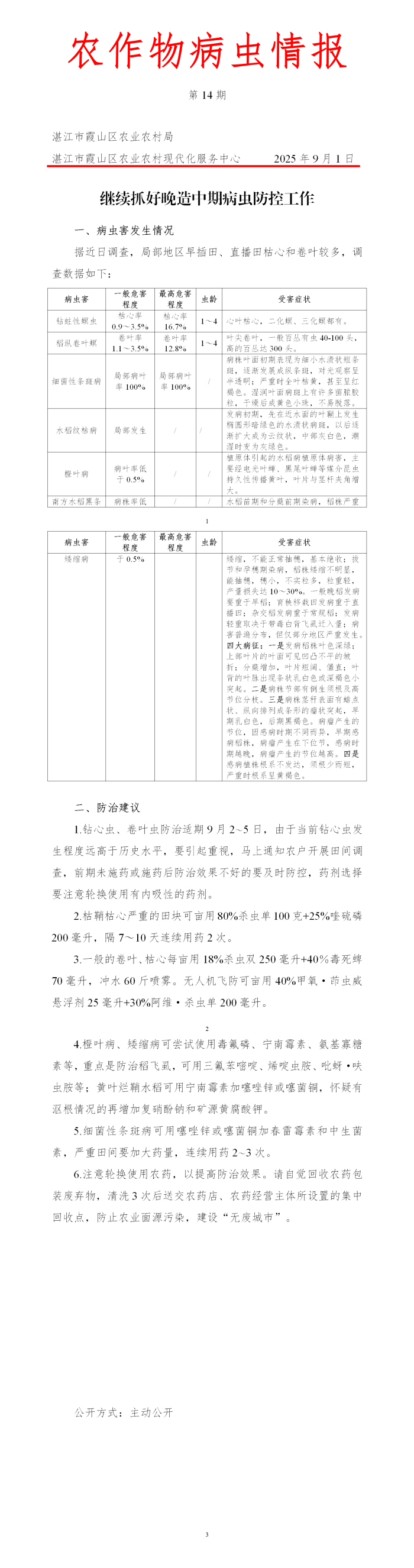 霞山区2025年第14期农作物病虫情报（继续抓好晚造中期病虫防控工作）_01(1).png