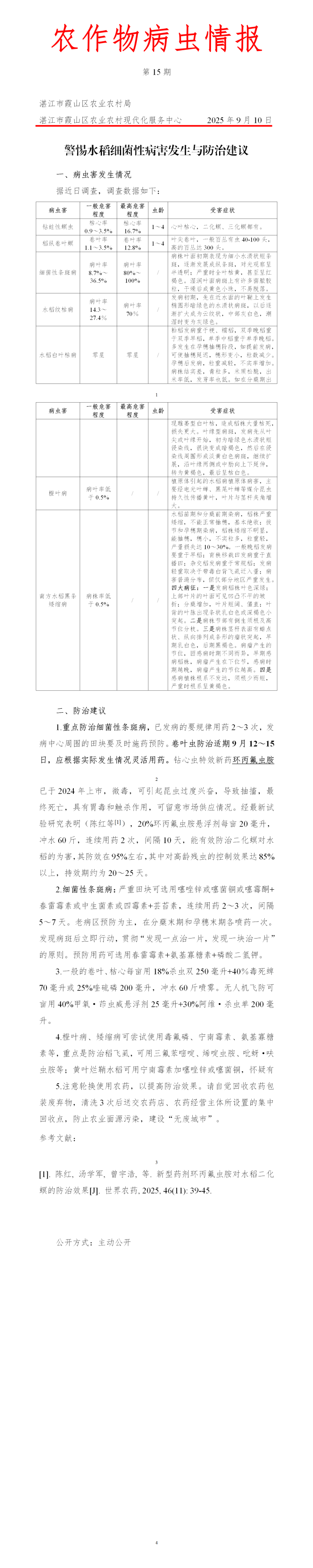 霞山区2025年第15期农作物病虫情报（警惕水稻细菌性病害发生与防治建议）_01(1).png